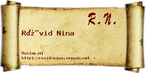 Rövid Nina névjegykártya